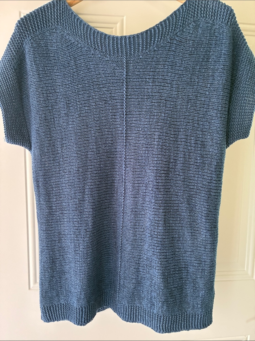 Cable & Gauge Blue Short-Sleeve Crewneck Sweater